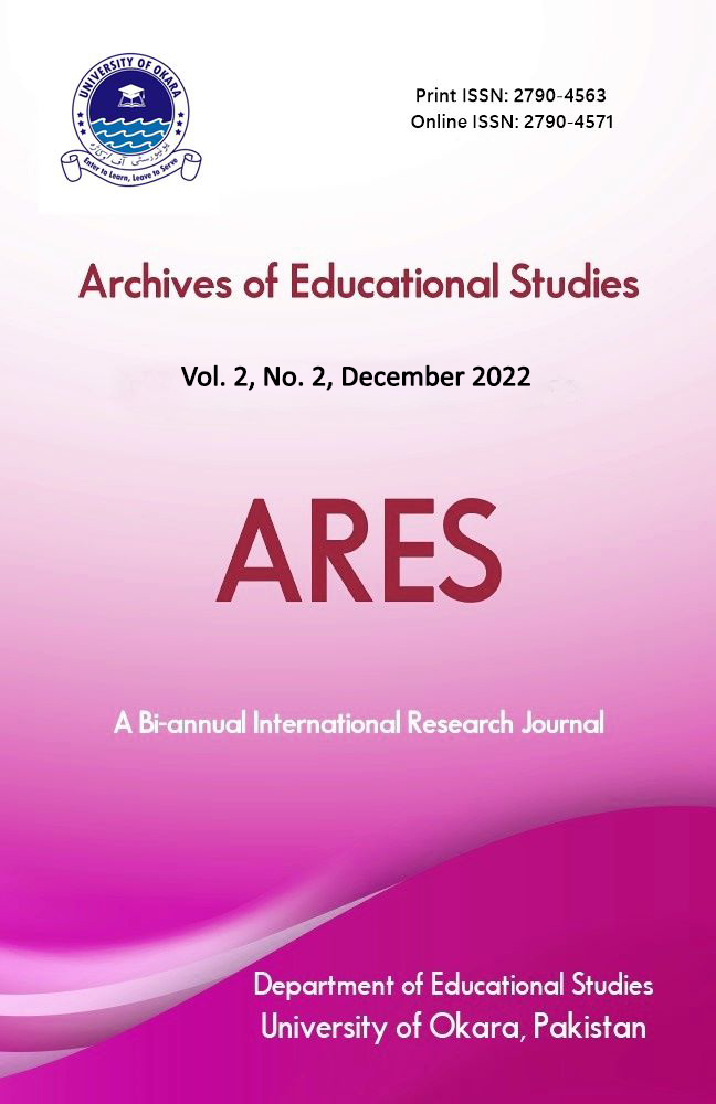 					View Vol. 2 No. 2 (2022): Archives of Educational Studies (July to December)
				