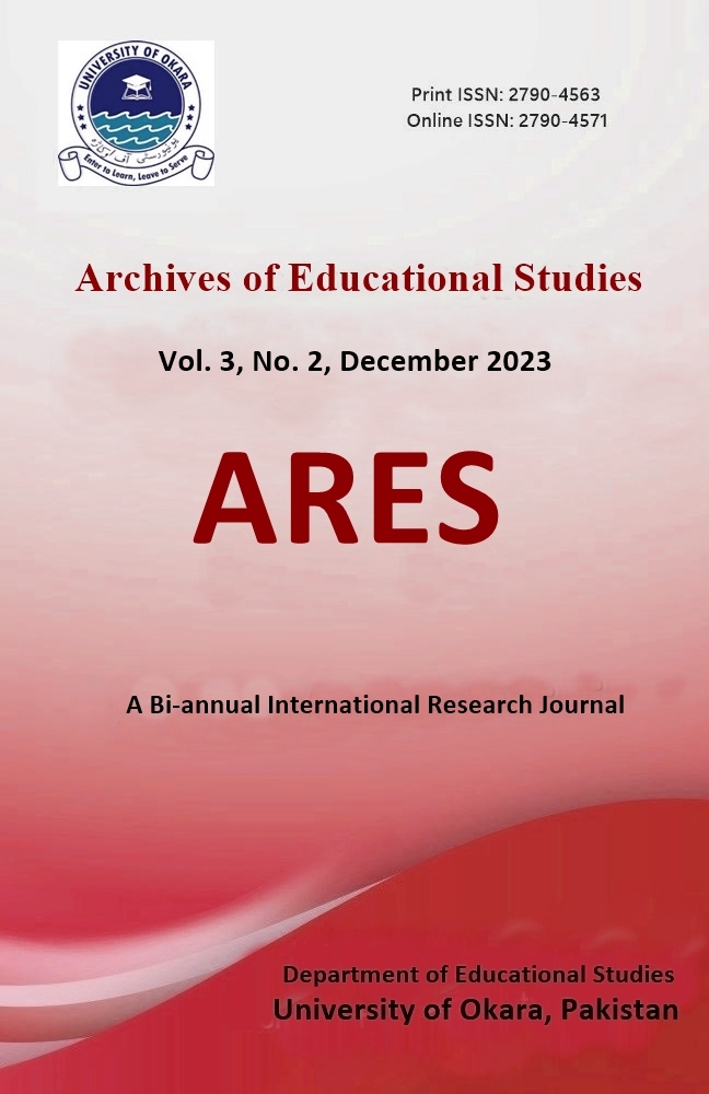 					View Vol. 3 No. 2 (2023): Archives of Educational Studies (July to December)
				